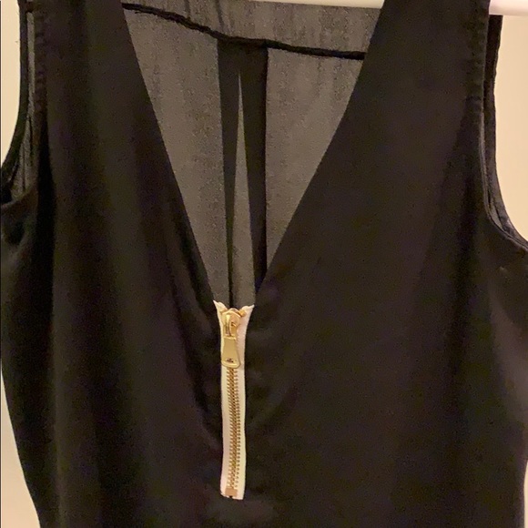 Nikimoto Gold zipper half zip sheer black top - Picture 2 of 5